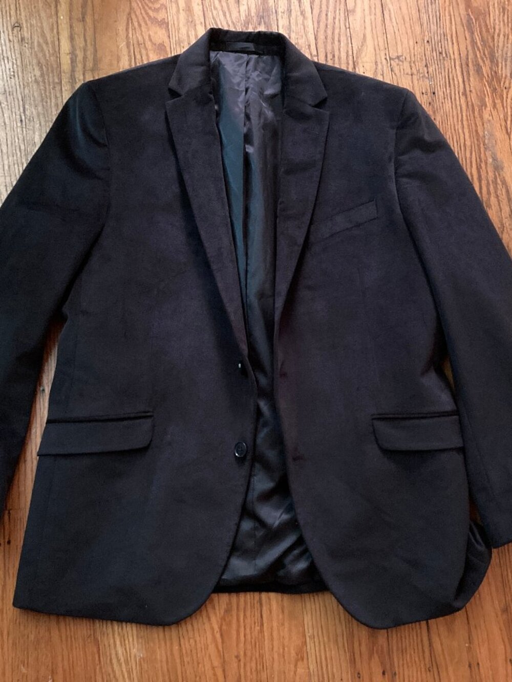 Kenneth Cole Reaction Mens Faux Sued Suit Jacket Blazer 42 R Black Solid